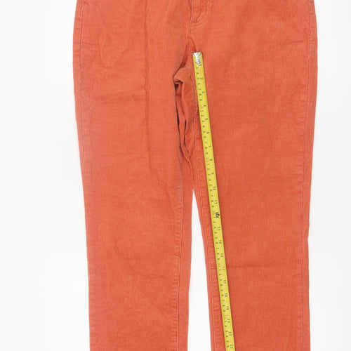 Lands’ End Women’s Orange Corduroy Trousers UK 14 Straight Cotton Blend