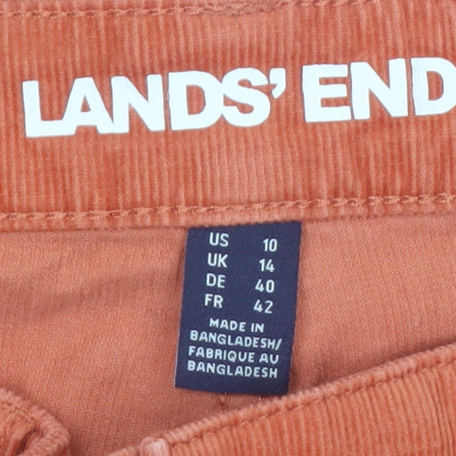 Lands’ End Women’s Orange Corduroy Trousers UK 14 Straight Cotton Blend