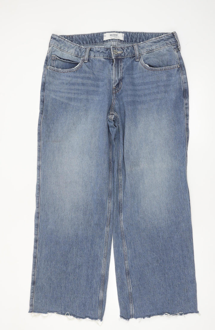 Hollister Women’s Blue Wide-Leg Low-Rise Baggy Jeans Size 12L