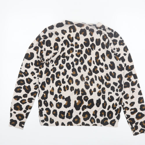 Marks and Spencer Women Beige Leopard Print Jumper Size 10 Acrylic Knit