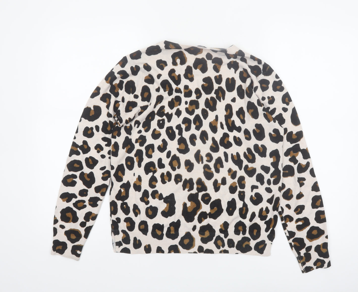 Marks and Spencer Women Beige Leopard Print Jumper Size 10 Acrylic Knit