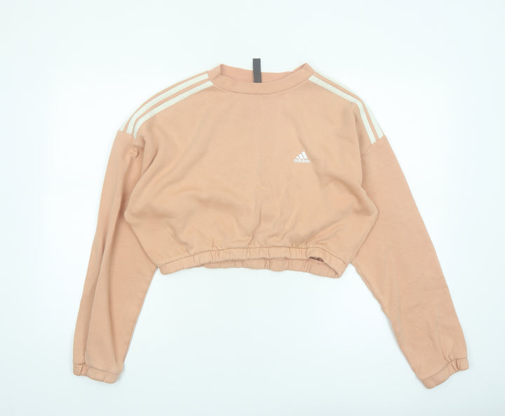 Adidas Womens Beige Cropped Pullover Sweatshirt Size M 12-14