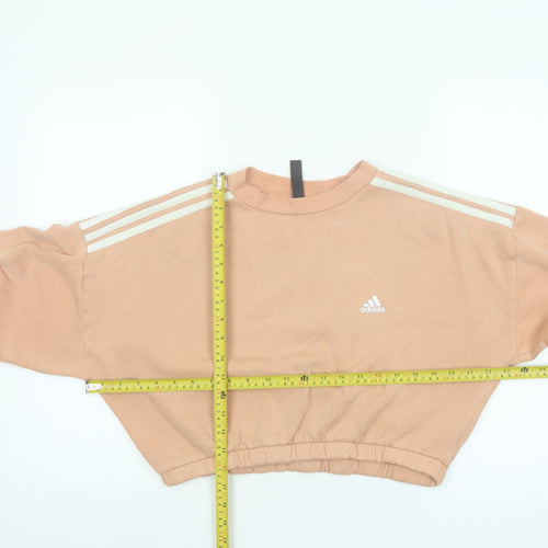 Adidas Womens Beige Cropped Pullover Sweatshirt Size M 12-14