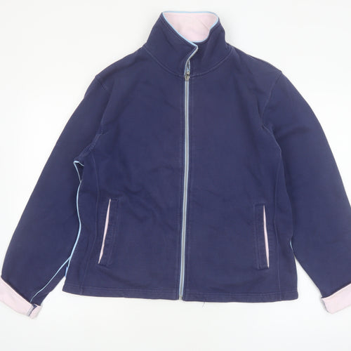 Crew Women Blue Cotton Full Zip Jacket Size 16 Classic Style