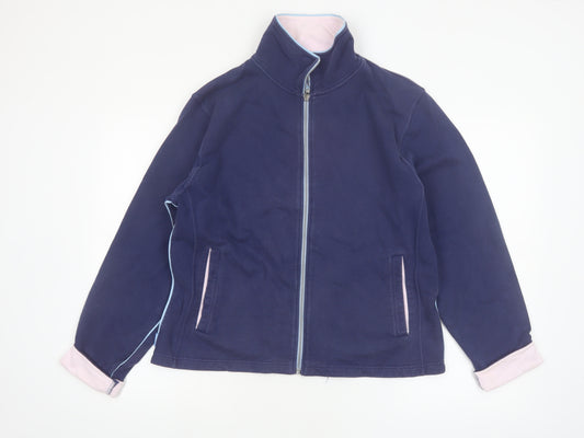 Crew Women Blue Cotton Full Zip Jacket Size 16 Classic Style