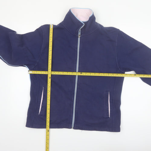 Crew Women Blue Cotton Full Zip Jacket Size 16 Classic Style