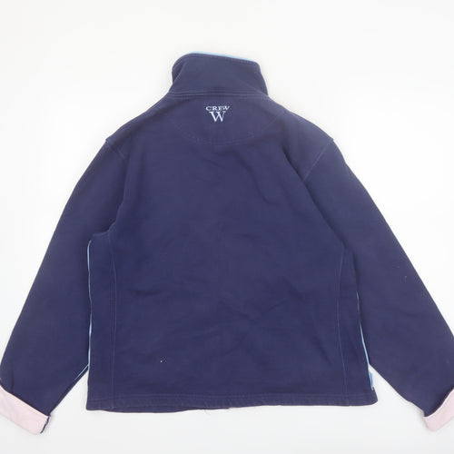 Crew Women Blue Cotton Full Zip Jacket Size 16 Classic Style