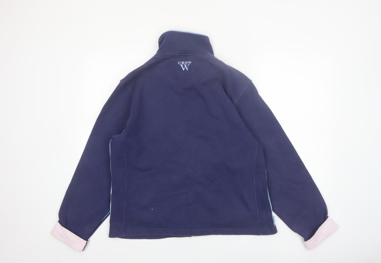 Crew Women Blue Cotton Full Zip Jacket Size 16 Classic Style