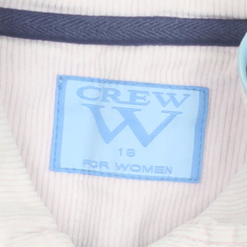 Crew Women Blue Cotton Full Zip Jacket Size 16 Classic Style