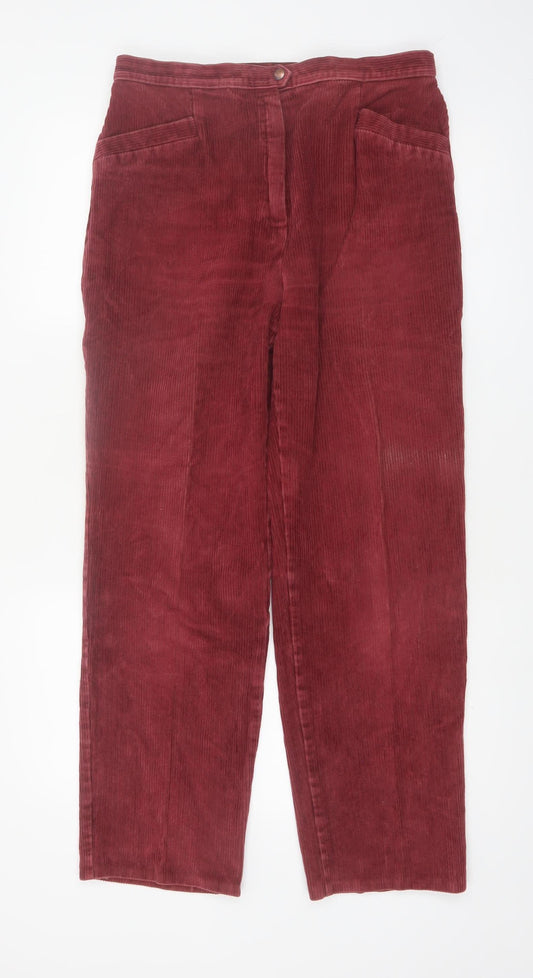 Marks and Spencer St Michael Womens Red Corduroy Trousers Size 18 Long