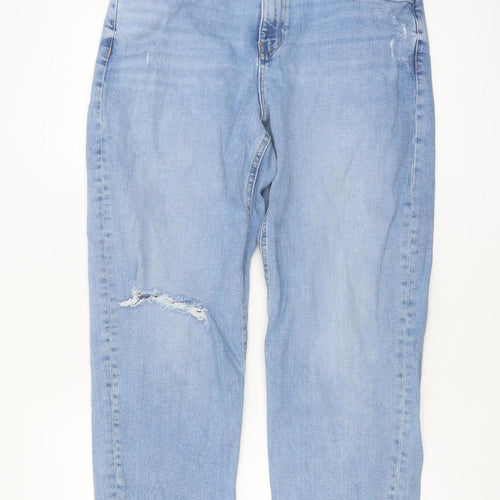 Marks and Spencer Women Blue Distressed Mom Jeans Size 14