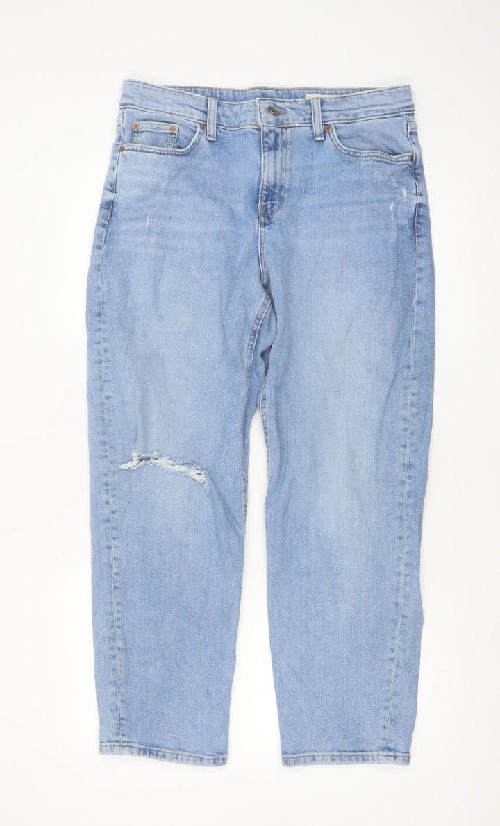Marks and Spencer Women Blue Distressed Mom Jeans Size 14