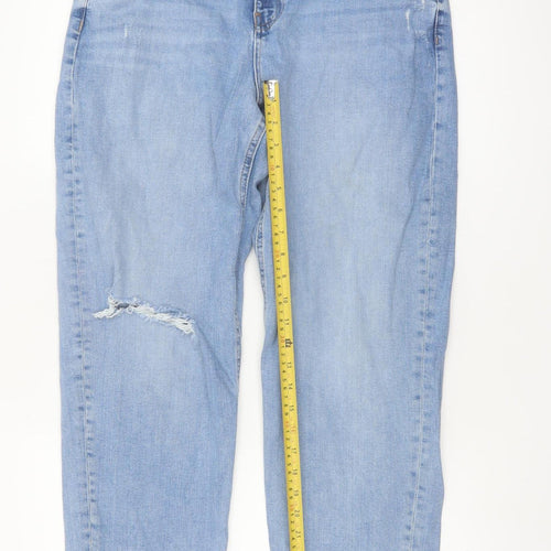 Marks and Spencer Women Blue Distressed Mom Jeans Size 14