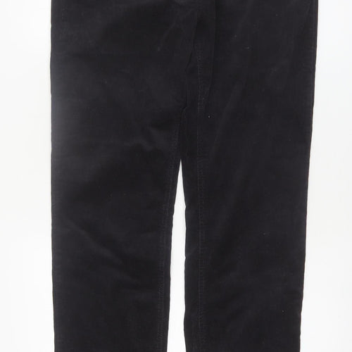 Marks and Spencer Women Black Corduroy Straight Trousers Size 14 Long