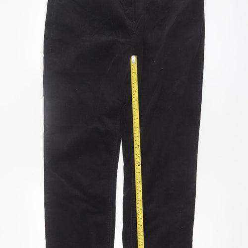 Marks and Spencer Women Black Corduroy Straight Trousers Size 14 Long