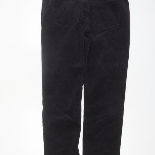 Marks and Spencer Women Black Corduroy Straight Trousers Size 14 Long
