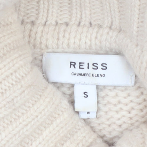 Reiss Women’s Beige Blue Roll Neck Wool Cashmere Jumper Size S