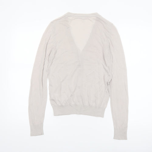 Uniqlo Women Beige V-Neck Button Cardigan M Lightweight Knit