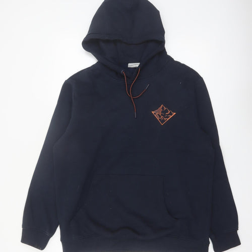 Mountain Warehouse Mens Blue L Pullover Hoodie Graphic Outdoor
