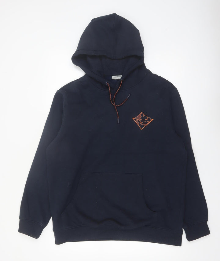 Mountain Warehouse Mens Blue L Pullover Hoodie Graphic Outdoor