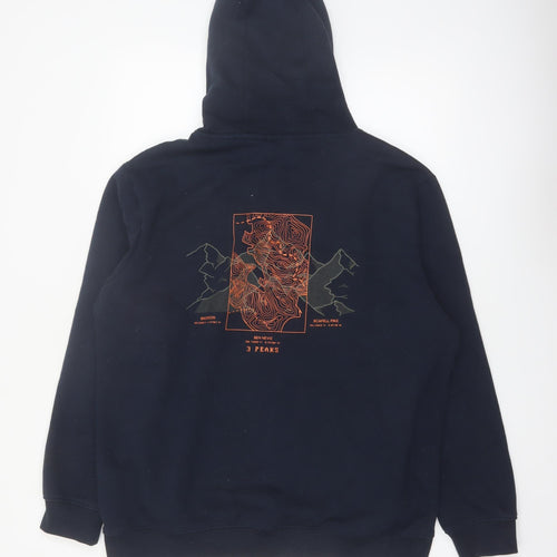 Mountain Warehouse Mens Blue L Pullover Hoodie Graphic Outdoor