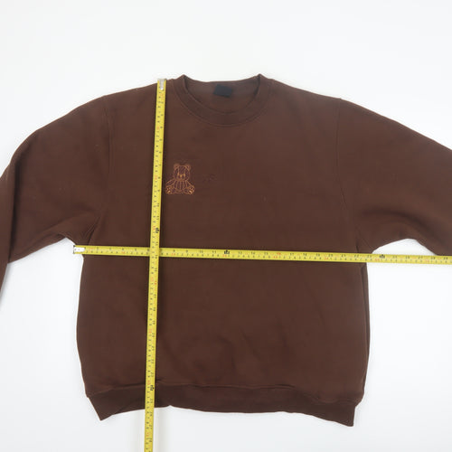 Kennyuniverse Women’s Brown Pullover Sweatshirt Large Teddy Bear Embroidered