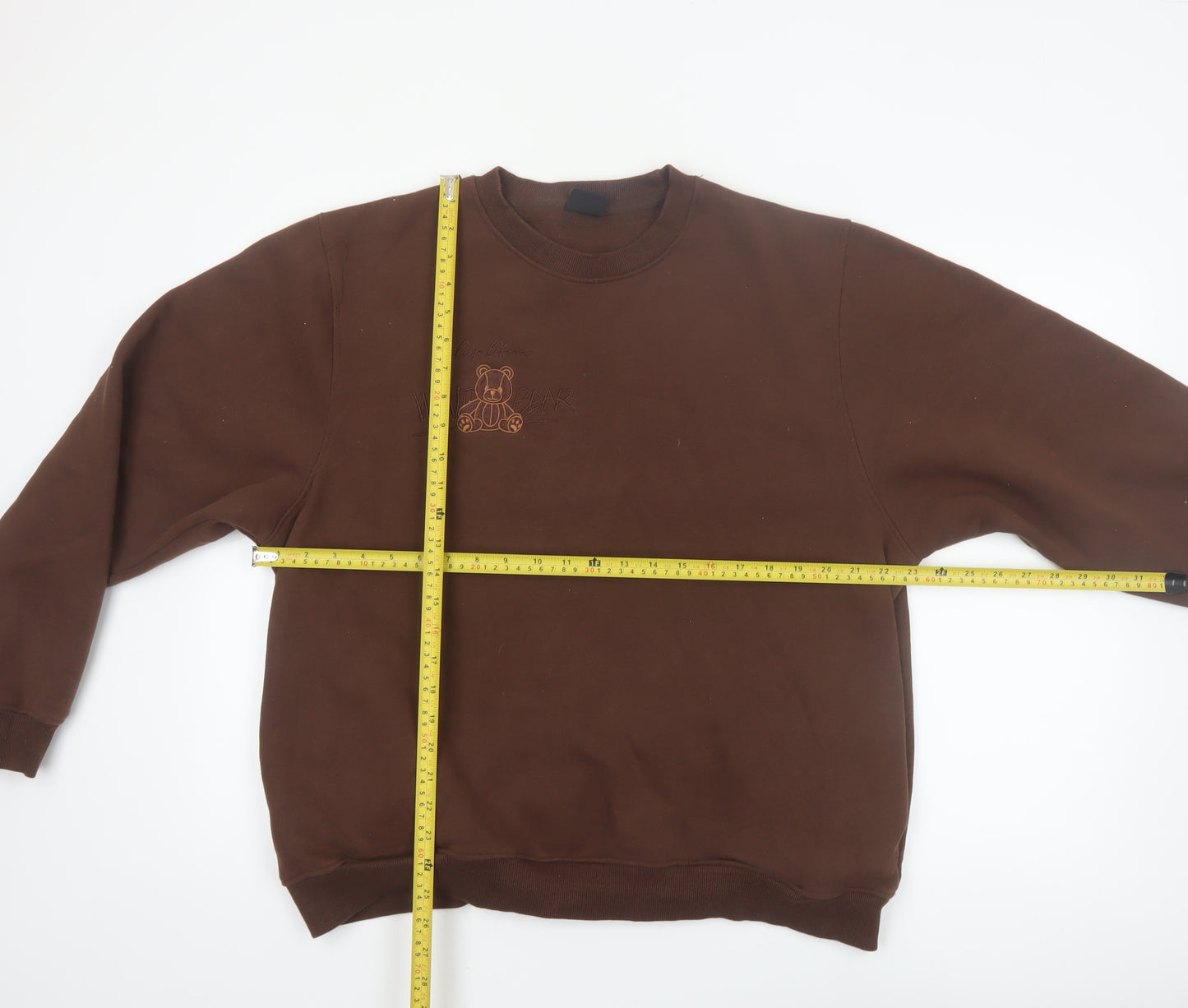 Kennyuniverse Women’s Brown Pullover Sweatshirt Large Teddy Bear Embroidered
