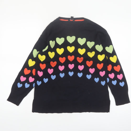 M&Co Women’s Multicoloured Heart Knit Jumper UK 8 Crew Neck