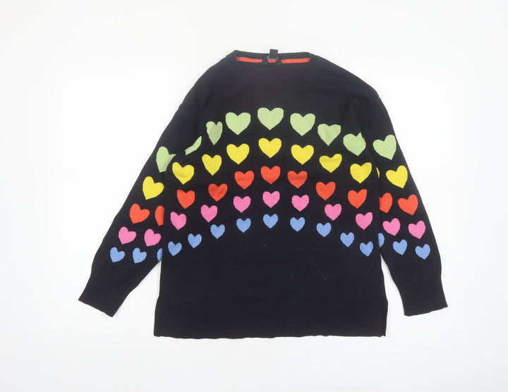 M&Co Women’s Multicoloured Heart Knit Jumper UK 8 Crew Neck