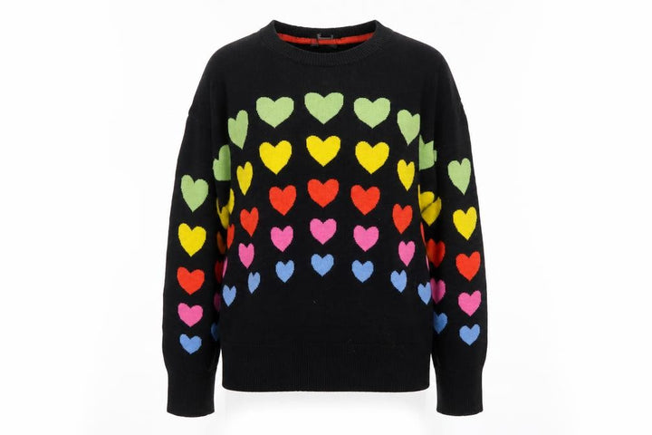 M&Co Women’s Multicoloured Heart Knit Jumper UK 8 Crew Neck