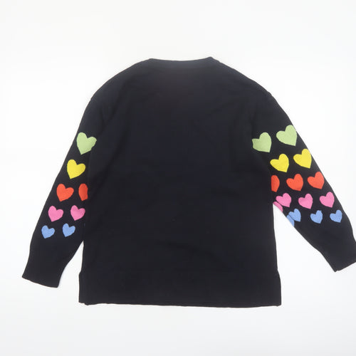 M&Co Women’s Multicoloured Heart Knit Jumper UK 8 Crew Neck