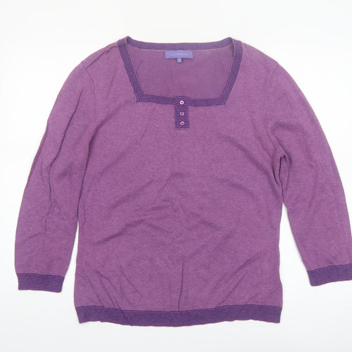 Autonomy Women's Purple Size 14 Henley Knit Jumper 3/4 Sleeve
