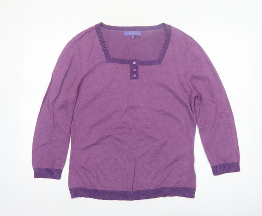 Autonomy Women's Purple Size 14 Henley Knit Jumper 3/4 Sleeve