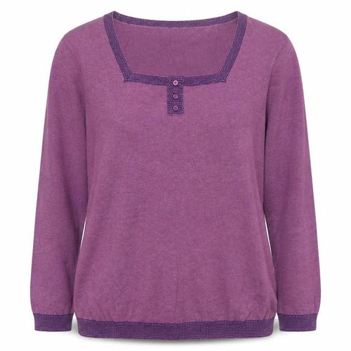 Autonomy Women's Purple Size 14 Henley Knit Jumper 3/4 Sleeve