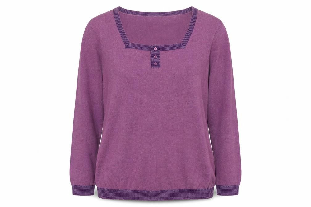 Autonomy Women's Purple Size 14 Henley Knit Jumper 3/4 Sleeve
