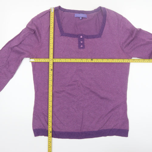 Autonomy Women's Purple Size 14 Henley Knit Jumper 3/4 Sleeve