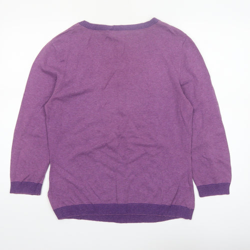 Autonomy Women's Purple Size 14 Henley Knit Jumper 3/4 Sleeve