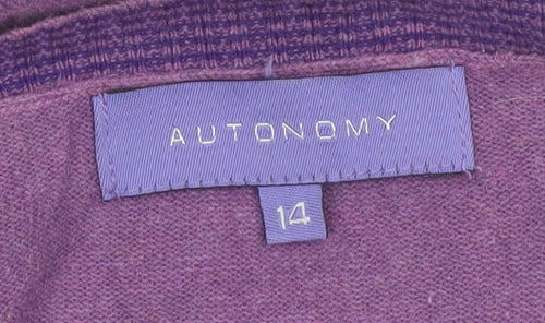 Autonomy Women's Purple Size 14 Henley Knit Jumper 3/4 Sleeve