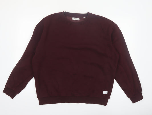 Jack & Jones Men's Red Fleece Crew Neck Sweatshirt Size L