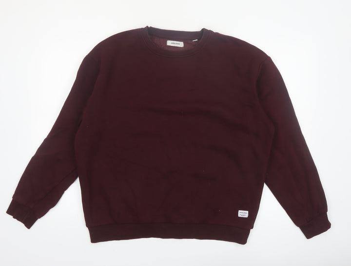 Jack & Jones Men's Red Fleece Crew Neck Sweatshirt Size L