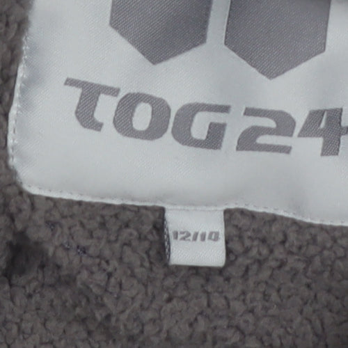 TOG24 Women's Black Fair Isle Full Zip Hooded Jumper Size 12