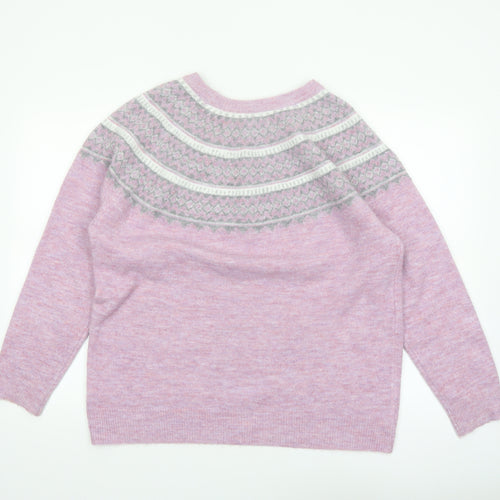 Bonmarché Women’s Pink Fair Isle Crew Neck Pullover Jumper Size 16