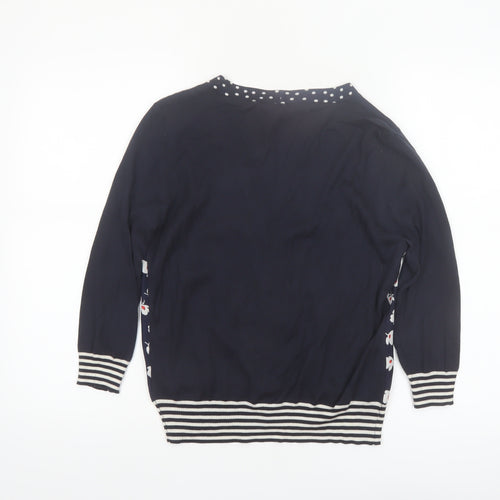 MaxMara Weekend Women's Blue Floral Knit Silk Cotton V-Neck Cardigan M