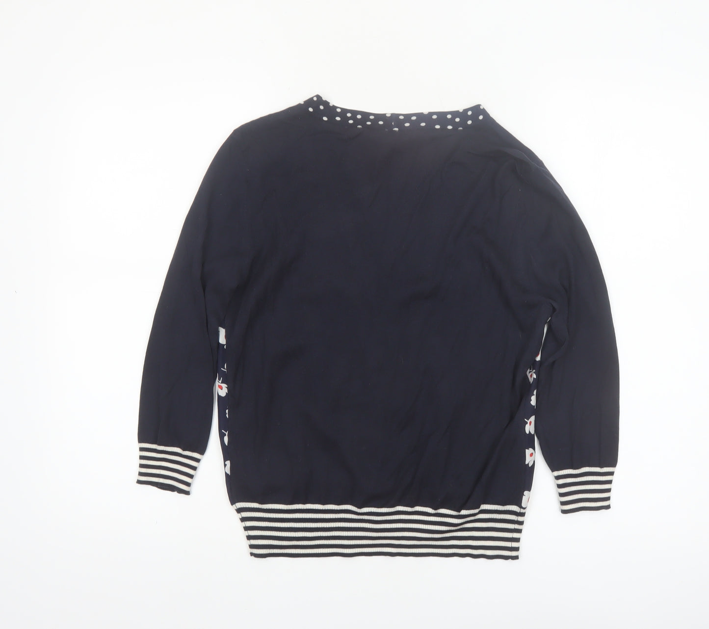 MaxMara Weekend Women's Blue Floral Knit Silk Cotton V-Neck Cardigan M
