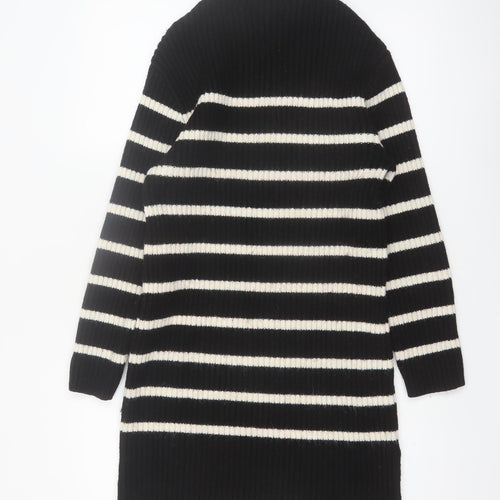 H&M Women’s Black Striped High Neck Long Sleeve Jumper Dress XS