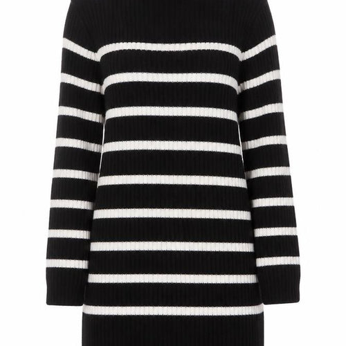 H&M Women’s Black Striped High Neck Long Sleeve Jumper Dress XS