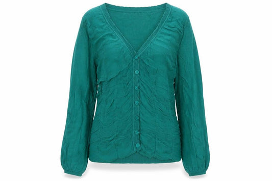 Front view of Marks & Spencer Women’s Green, size UK 12, V-Neck Cardigan