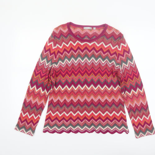 Rabe Women's Multicoloured Zigzag Knit Pullover Jumper Size 12
