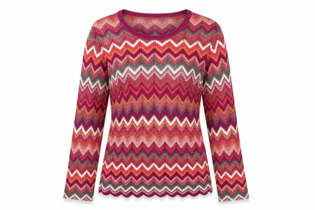 Front view of Rabe Women's Multicoloured Zigzag Knit jumper, size 12