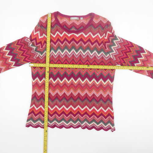 Rabe Women's Multicoloured Zigzag Knit Pullover Jumper Size 12